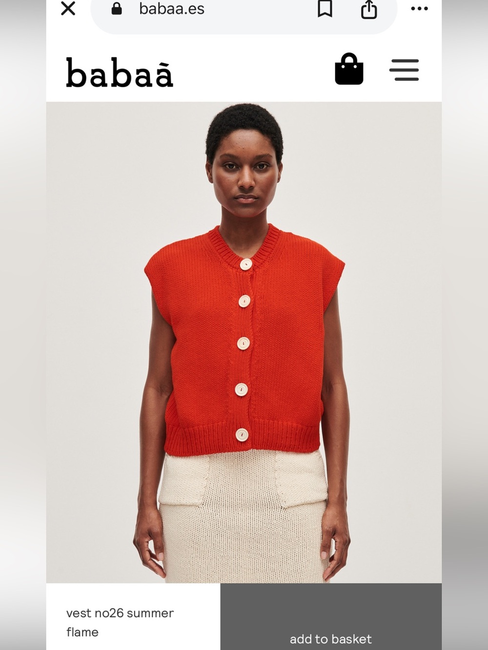Babaa Summer Flame Red Knit Button Vest